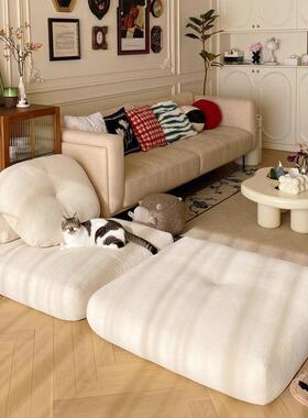 麻薯豆人沙发小户发型客厅OUX腐块沙床折叠两用组合布艺懒极简风