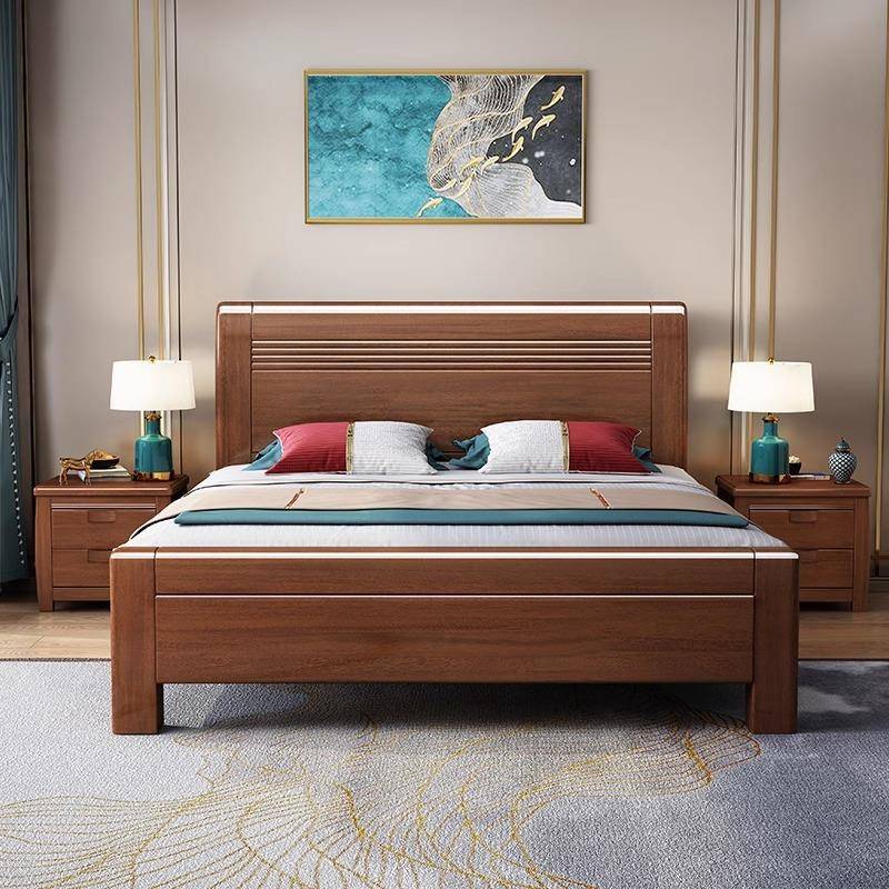 实木床胡厂家直销韧性好家JAY具色润强度泽双人床实高木简约桃木