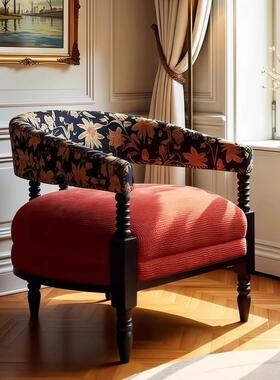 法复古发单人沙椅设师小户AWI型家用卧式室客厅美式实木萝西休闲