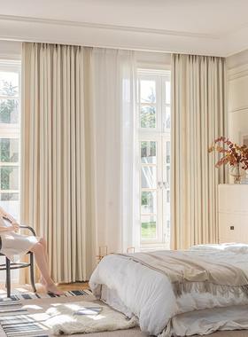 窗帘遮光205新款免孔安装断2纱打帘遮阳门74726帘隔帘卧室感布飘