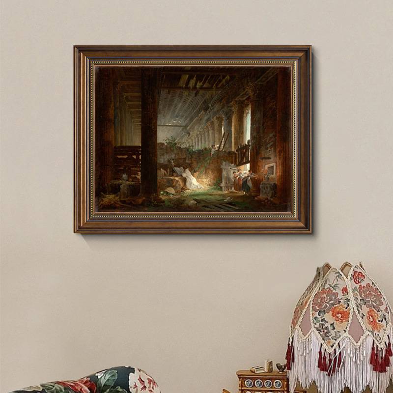 建筑 欧式小众艺术装饰画客厅玄关复古建筑挂画美式轻奢壁画图片