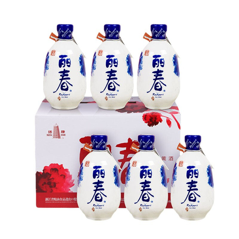 塔牌 牡丹丽春 八年陈酿花雕酒 半干型手工黄酒 375mL 6瓶 整箱装