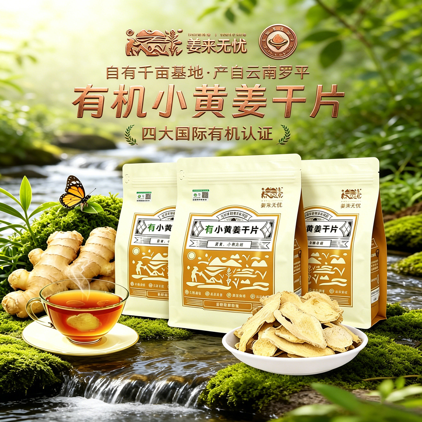 姜来无忧云南小黄姜有机认证