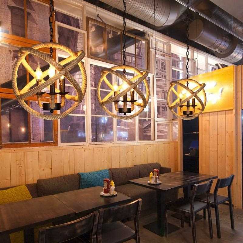 直销新款美式乡村麻绳吊灯餐厅酒吧咖啡厅复古创意奶茶店收银台吧