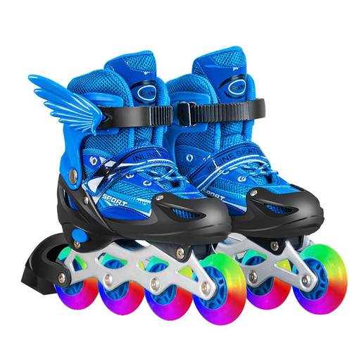 直销新款儿童溜冰鞋男女轮滑鞋成人滑轮速滑旱冰鞋 全闪现货