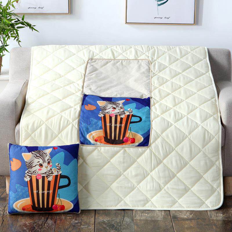 直销新款亚麻抱枕被来图来样礼品企业logo汽车车载学生办公室折叠