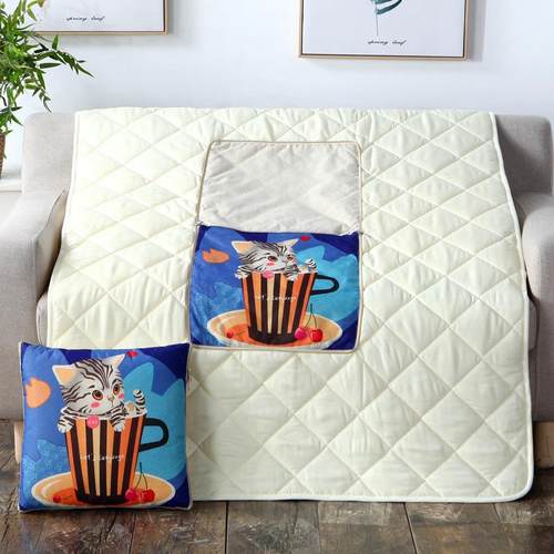 直销新款亚麻抱枕被来图来样礼品企业logo汽车车载学生办公室折叠