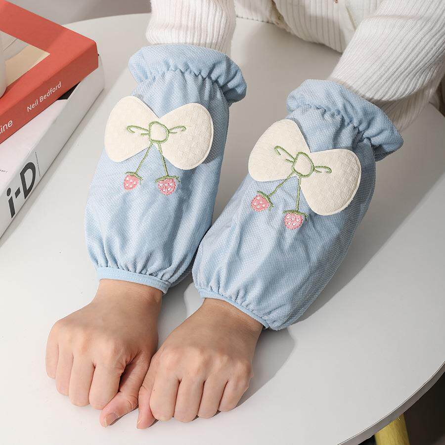 直销新款袖套女套袖简约蝴蝶结可爱成人学生工作办公短款护袖冬防