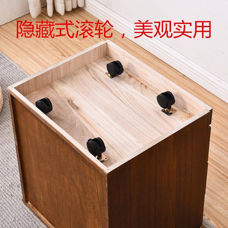木质办公矮柜抽屉式带锁文件收纳柜落地移动小杂物柜子资料储物柜