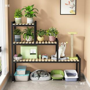 阳多功能爬架猫砂盆置物台架猫咪铁艺花架实猫木大形ALtlznu+空间