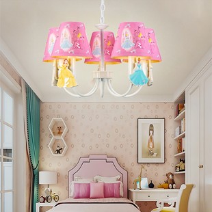 儿童房灯白雪公主吊灯简约女孩卧室灯北欧创意卡通灯房间灯具