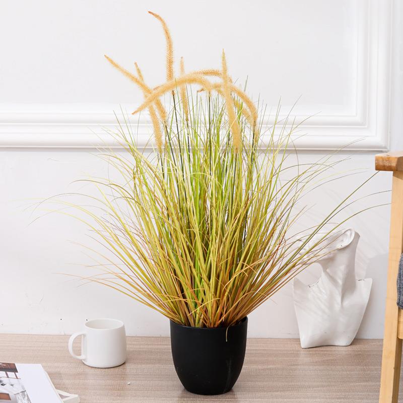 仿真树狗尾巴草绿植盆景北欧绿色落地植物家居室内装饰芦苇盆栽