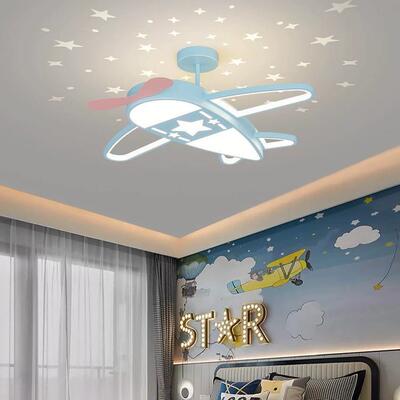 全光谱儿童房吸顶灯led卧室男孩创意飞机灯女孩卡通房间护眼灯具