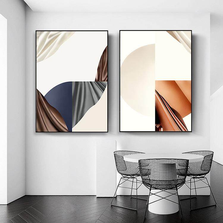 港式轻奢挂画现代简约客厅几何抽象装饰画大尺寸玄关画样板房壁画