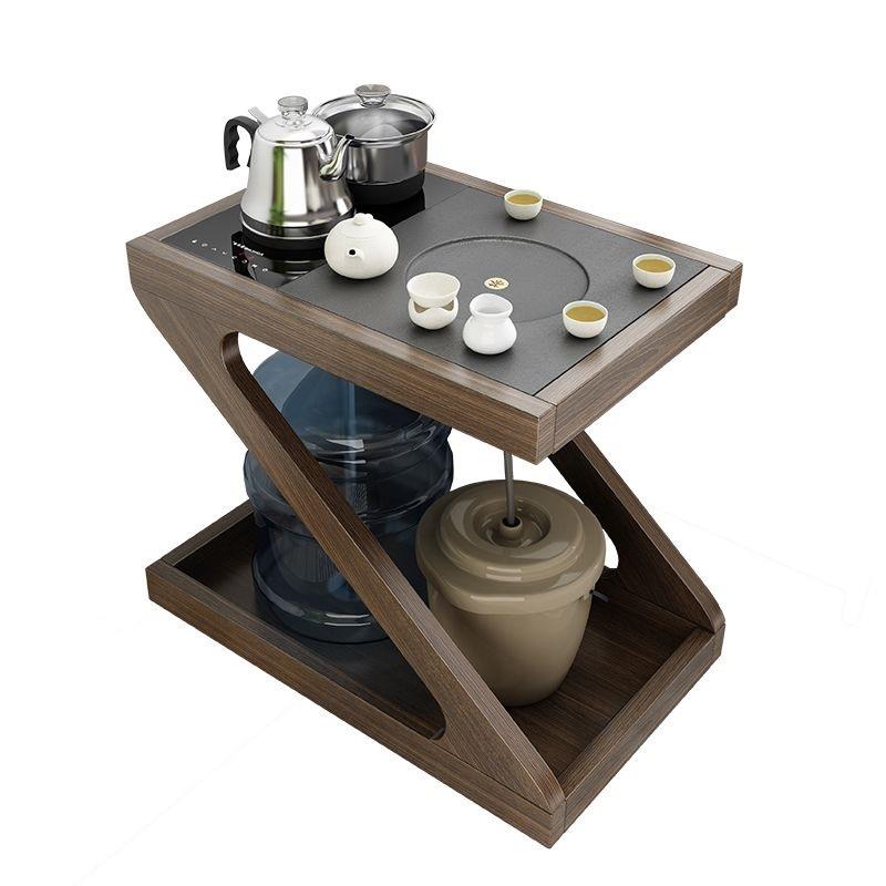 移动茶桌小茶台阳台家用实木茶车客厅茶几沙发边几烧水壶一体小型
