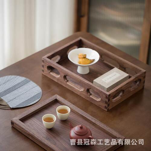 黑胡桃木盒子全实木燕尾榫榫卯镂空雕刻复古风木质客厅茶室收纳盒