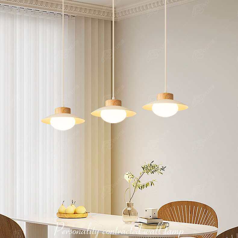 镭烁奶油风饭厅吊灯现代简约餐桌灯具原木网红岛台餐吊灯2025新款