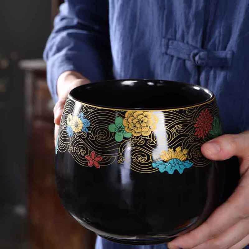 速发远舍茶洗大号茶渣缸陶瓷功夫茶具桌面简约复古水洗杯洗茶钵建
