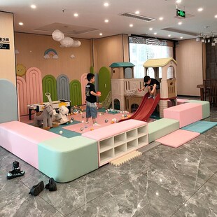 速发幼儿园托婴中合4S店公共场所儿童活动室内体护软防围栏组心凳