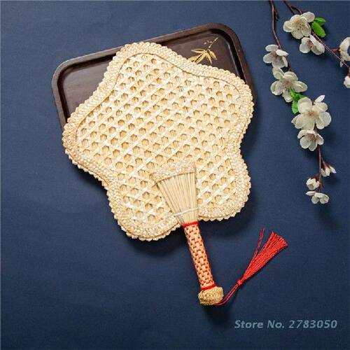 速发Vitage Chiese Style Hadmade Wove Wht Straw Had Fa