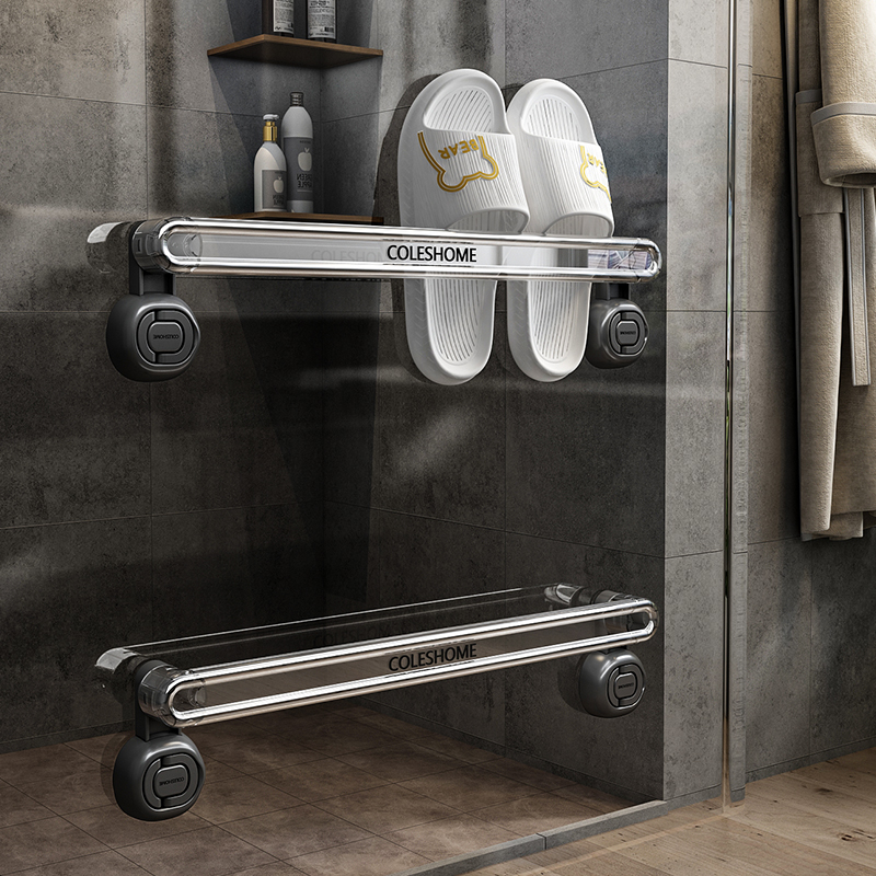 速发浴室拖鞋架吸盘免打孔入户门壁挂式置物卫生所收纳沥间厕水鞋