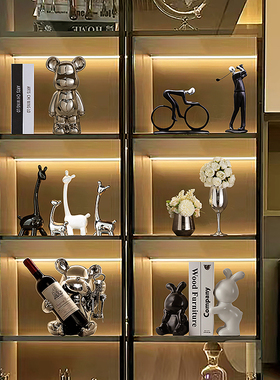 速发酒柜装饰品摆件轻奢高档熊电酒架家视客厅餐边红居柜乔迁新居