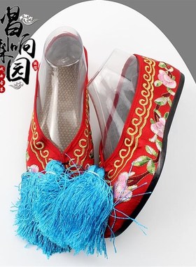 速发新款戏花戏彩红色绣剧鞋曲鞋京剧影视鞋子越剧鞋子青衣花旦平