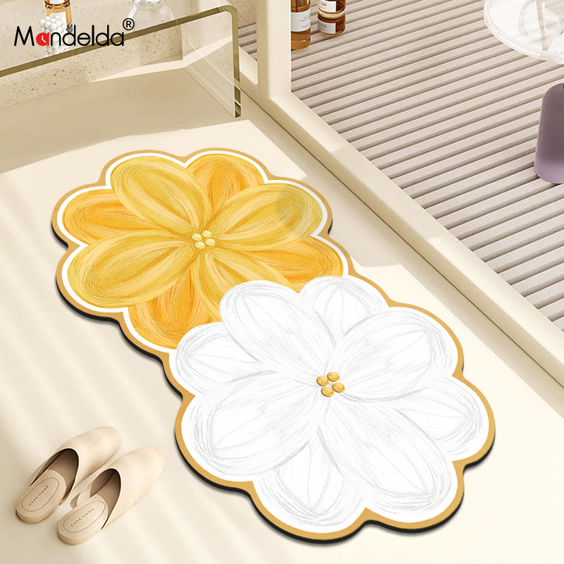 速发满得达卫干吸水地垫朵滑速生间脚垫防摔家用洗手间花防硅藻泥