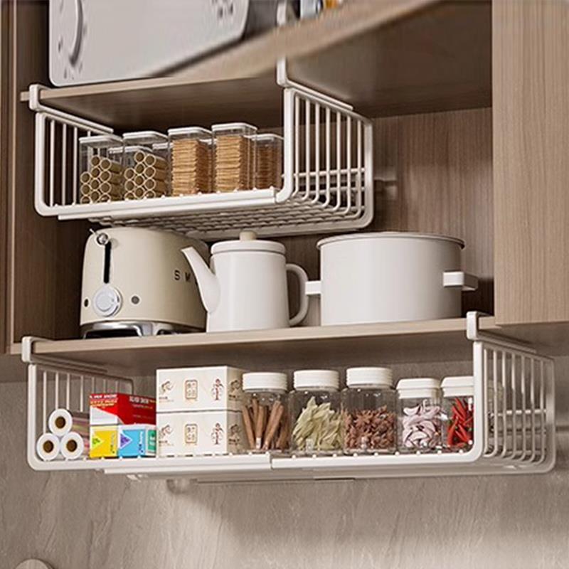 速发厨房置物架柜门橱柜下挂架家用悬挂分下挂篮柜内吊柜层纳收挂