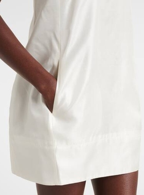 Staud 女款Lidia 真丝缎面迷你连衣裙 迷衣时尚