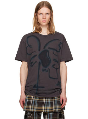 Collina Strada 男士 T恤 灰色 Flower Print T 恤