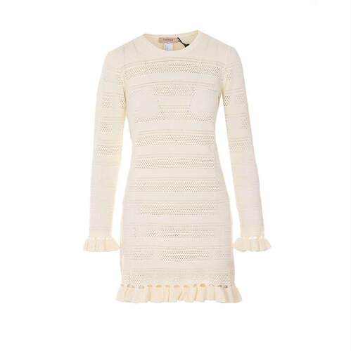 TWINSET 女士 SS26 连衣裙 双件套荷叶边短针织