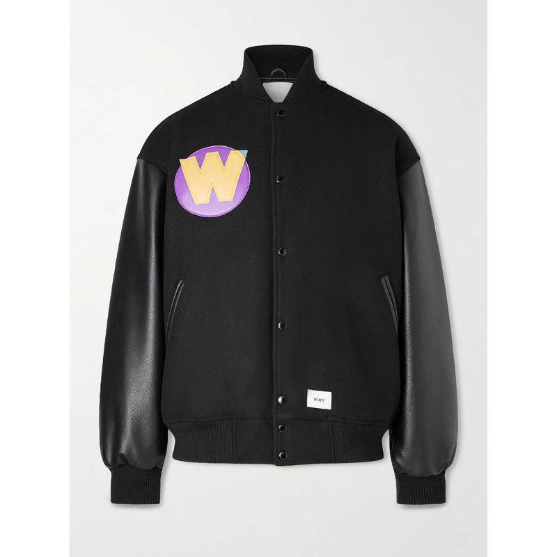 WTAPS 男士 SS26 夹克 Logo-Appliquéd 拼接麦尔登呢羊毛混纺