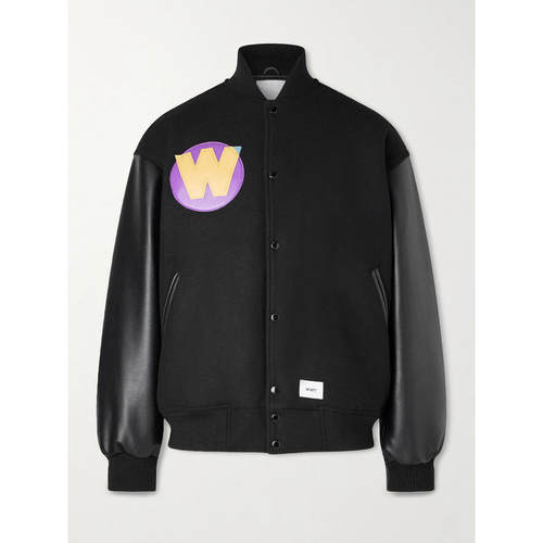 WTAPS 男士 SS26 夹克 Logo-Appliquéd 拼接麦尔登呢羊毛混纺