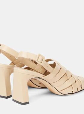 Souliers Martinez 女士 凉鞋 Leona 80 皮质露跟浅口鞋