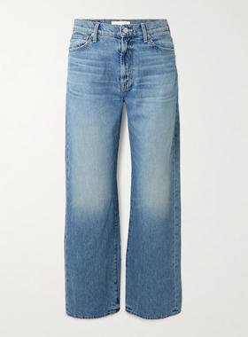 Mother Denim 女士 牛仔长裤 Dodger Flood 刺绣中腰直筒牛仔裤