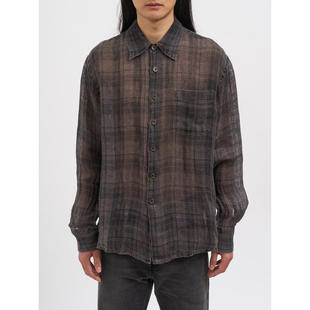 Our Legacy 男士 SS26 衬衫 ABOVE Penumbra Sheercoat 格纹亚麻