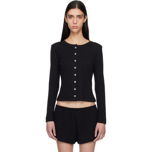 LESET 女士 开衫 黑色 Pointelle Classic Crew