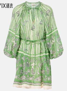 Alémais 女款Lula 印花亚麻迷你连衣裙 迷衣时尚