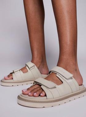 Walk London 女士 鞋靴 Budapest 魔术贴米白皮质凉拖