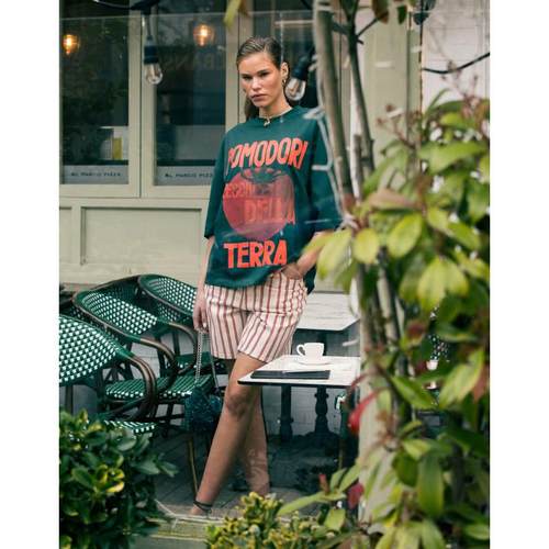 Topshop 女士 牛仔短裤 jort 牛仔红色条纹牛仔短裤