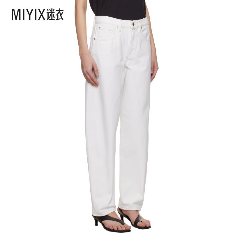 Frame Denim 女款白色 Low Slung Barrel 牛仔裤 迷衣时尚