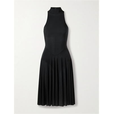 SKIMS 女士 FW25 中长连衣裙 Milky - Obsidian 透视高领
