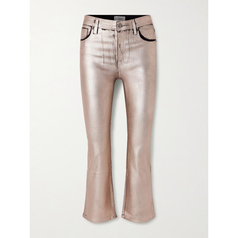 FRAME 女士 秋冬新品 牛仔长裤 Reboot 中腰小喇叭金属感牛仔裤