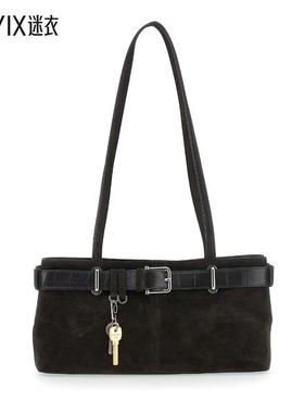 【秋冬新品】Osoi 女款Pendant Keys 棕色皮带细节绒面革女士肩包