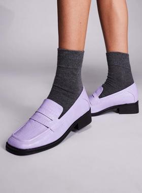 Public Desire 女士 乐福鞋 Decaf 紫色鳄鱼纹乐福鞋