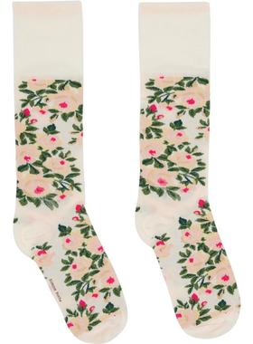 Simone Rocha 女士 袜子 灰白色 Rose Bouquet Jacquard 中筒袜