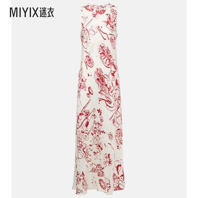 Asceno 女款印花真丝长款连衣裙 迷衣时尚