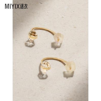 Melissa Joy Manning  女 Mini Wishbone 14K 黄金赫尔基蒙水晶耳