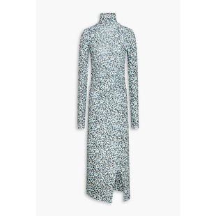 Nanushka 女士 中长连衣裙 剪口豹纹针织高领中长连衣裙